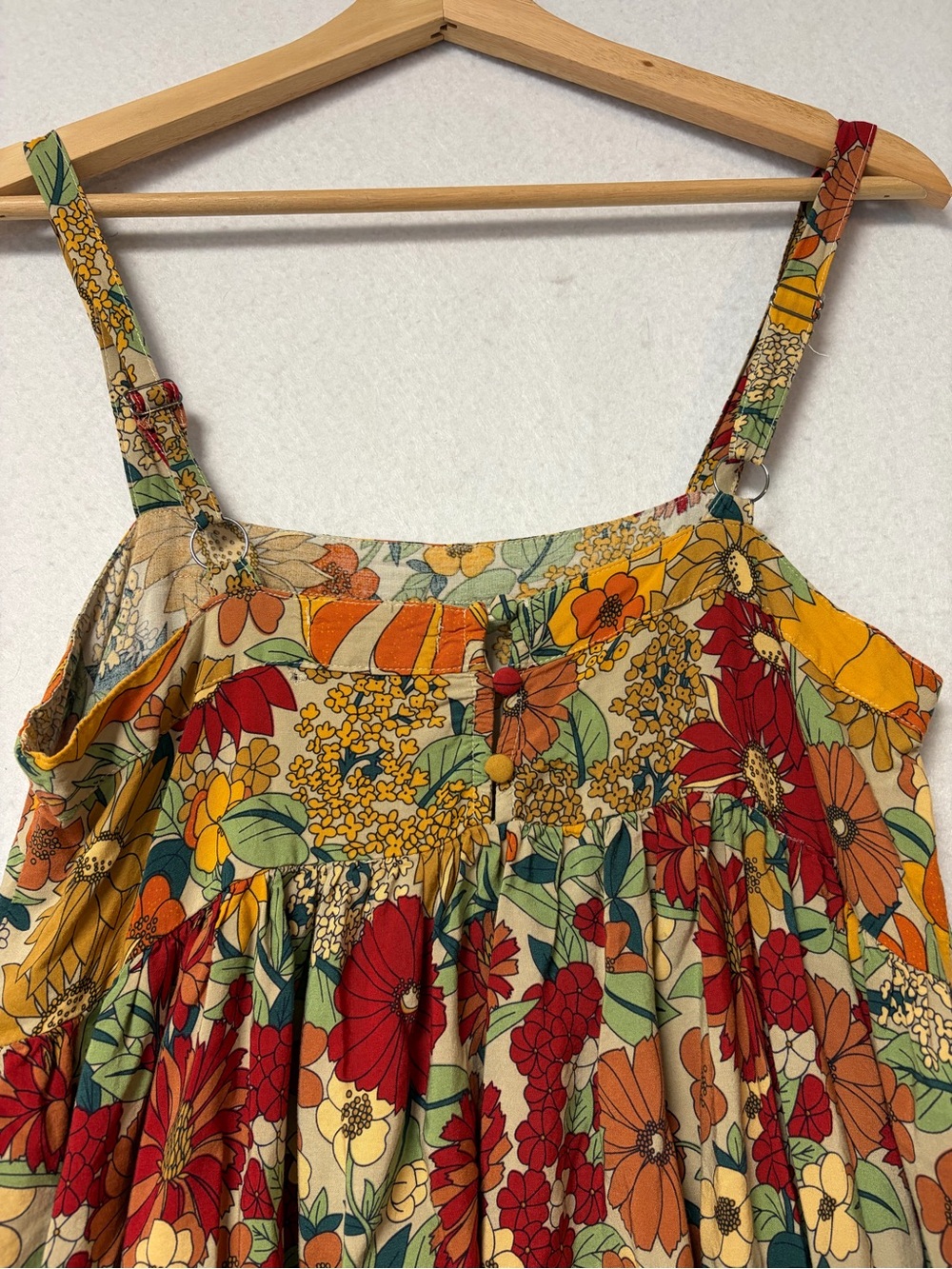 Natural Life Patti Dress Gold Vintage Floral Rayon Babydoll Boho Sundress Size S - Picture 7 of 13